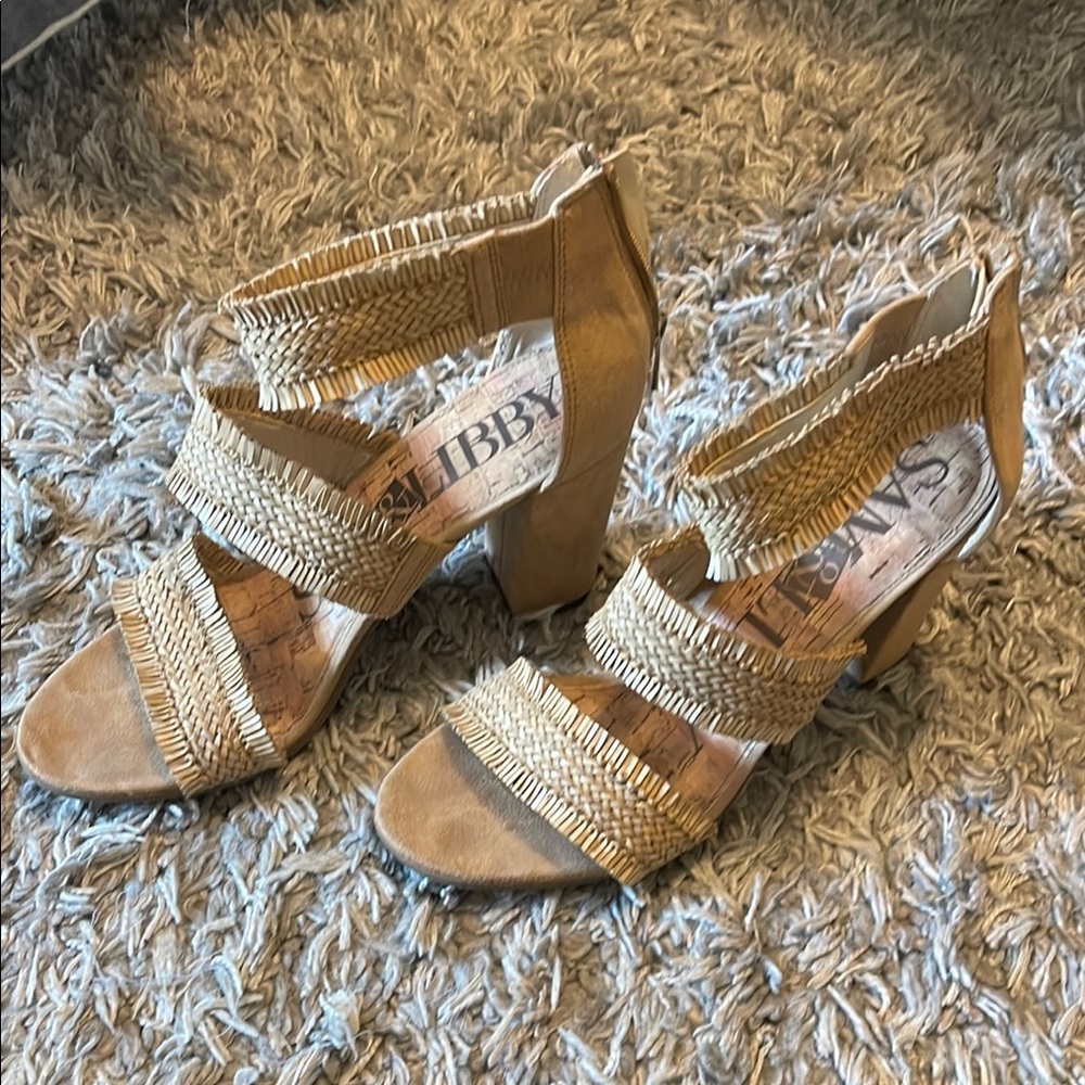 Elegant Tan Heels with Rhinestone Embellishments
